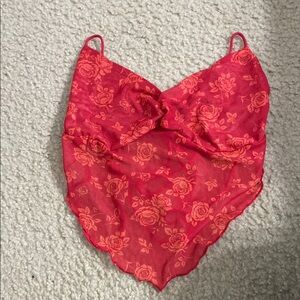 Red Floral Lace Top
